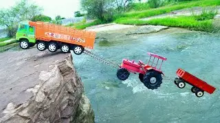 New Tipper Truck And Sonalika Tractor Mini River Pulling Out Bullet Bike Tata Truck ? Cartoon CS Toy