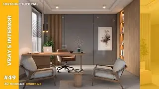 Sketchup tutorial | Office design | Vray 5 Sketchup #49