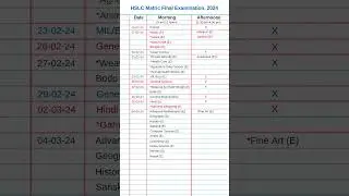 HSLC Exam Routine 2024 
