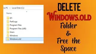 Delete Windows Old Folder | Windows 10