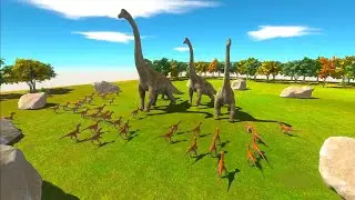 BRACHIOSAURUS HERD vs CARNIVORE DINOSAURS (Animal Revolt Battle Simulator)