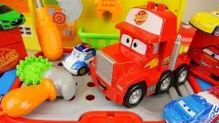 Cars truck and Poli car toys tool station play