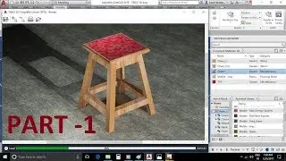 AutoCAD 3D Modeling - Stool Tutorial Part 1 - Apply Material Texture + Lighting + Rendering