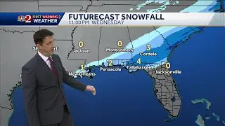 Snow begins to fall in Tallahassee; Pensacola sees several inches