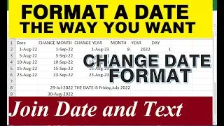 how to change date format in excel to dd/mm/yyyy | Join date and text