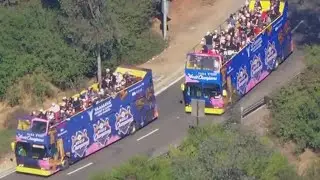 Dodgers parade makes its way down the 110 freeway