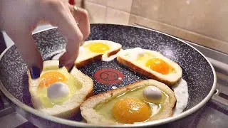 Минутный завтрак вырезал хлеб и на сковородку.  Очень вкусно!  Как приготовить вкусный завтрак?