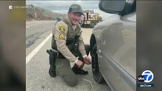 LA County sheriffs sergeant helps driver change flat tire