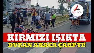 Kırmızı ışıkta duran araca çarptı! DÜZCE