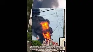 Взрыв и пожар на нефтеперерабатывающем заводе в Мексике. Explosion fire in Mexico refinery Lazaro