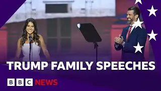 Donald Trump Jr and Kai Trump speak at Republican convention | BBC News