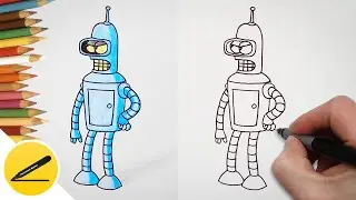 How to draw Bender from The Futurama step by step - Draw animation characters