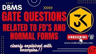 67 || DBMS || Previous GATE Questions on Functional Dependencies and Normalization - examples 