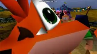 Crash Bandicoot gets crashed into camera