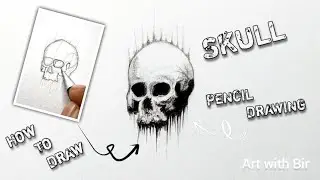 How to draw a Skull easy 💀🔥😱|| Easy Skull pencil drawing tutorial for beginners || Art with Bir