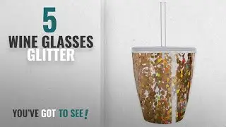 Best Wine Glasses Glitter [2018]: Slant Collections 10oz Stemless Wine Glass: Gold Confetti