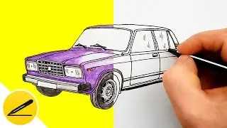 Car Zhiguli VAZ-2107 ★ How to Draw Car ★ Draw a Zhiguli sedan