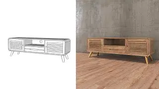 sketchup 3d modeling furniture ( tv cabinet )