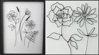 DIY Black Wire Flowers Framed Art Tutorial