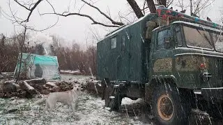 КЕМПИНГ В АВТОДОМЕ В СНЕГ И ДОЖДЬ | НА УЛИЦЕ -15